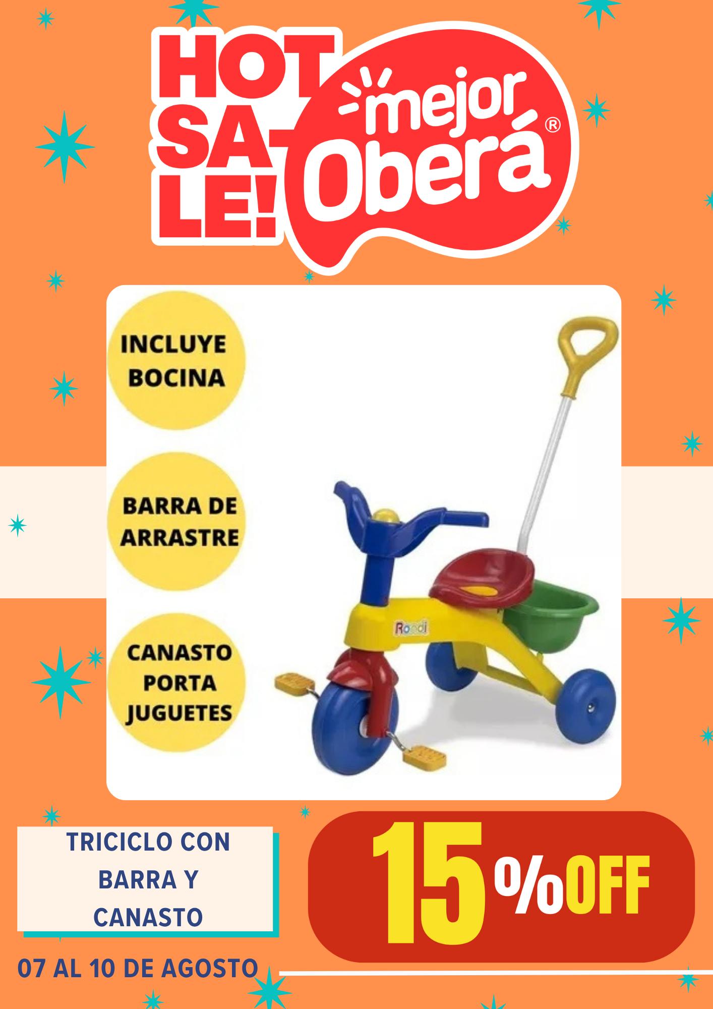 Triciclo con Barra y Canasto