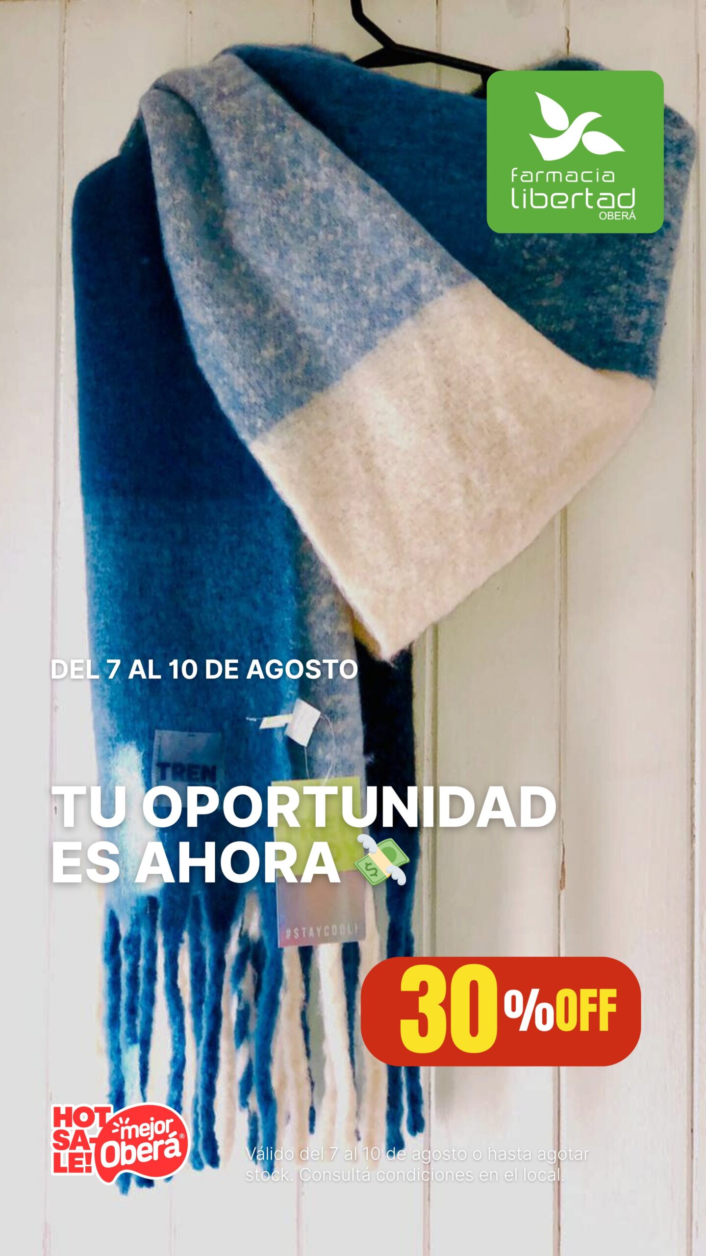 Del 7 al 10 de agosto 30% en Bufandas