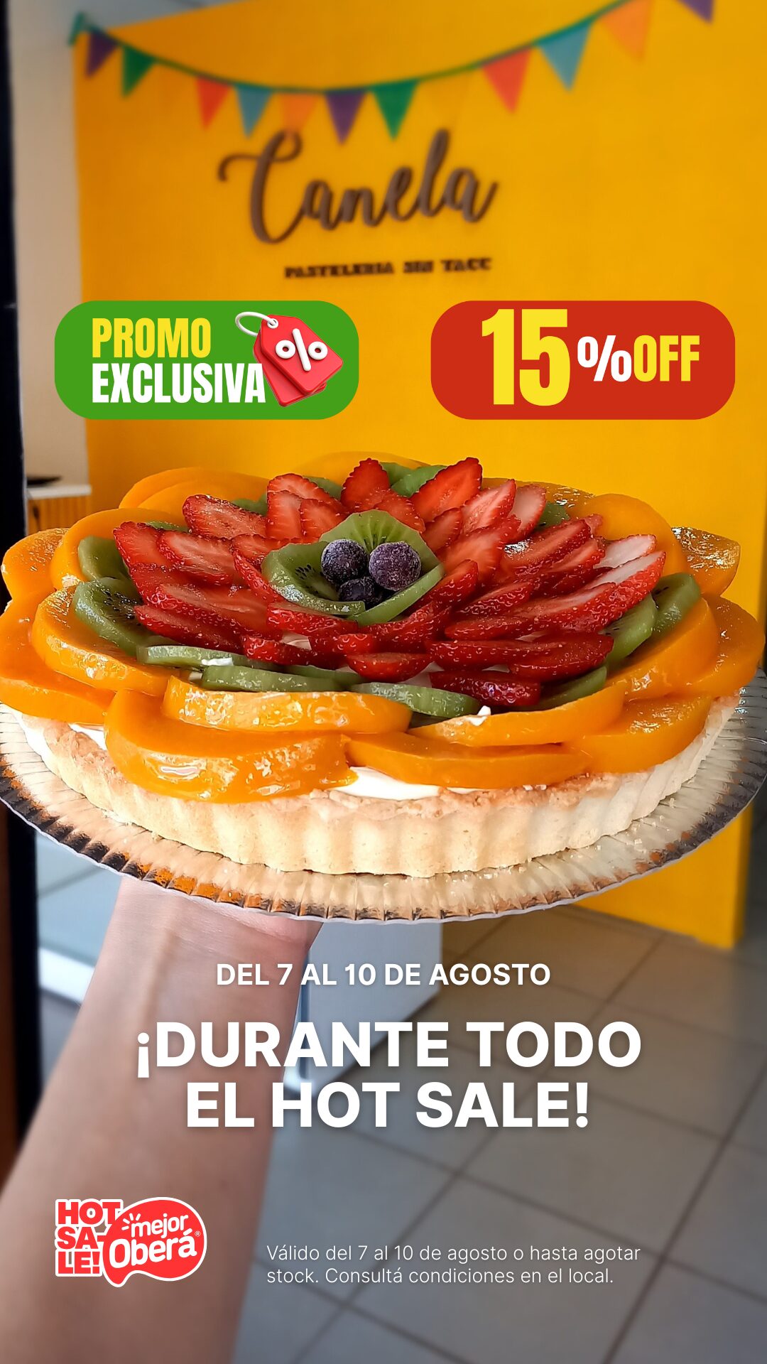 15% de descuento en tartas medianas y grandes