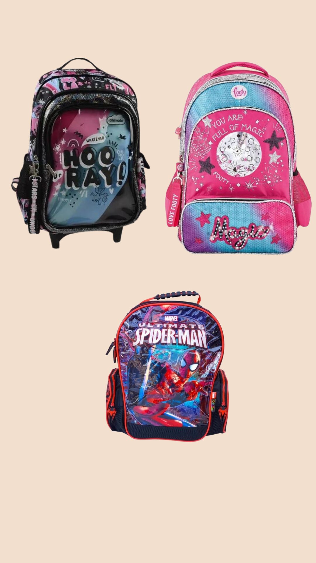 40% off en todas las mochilas para niños abonando en efectivo/transferencia