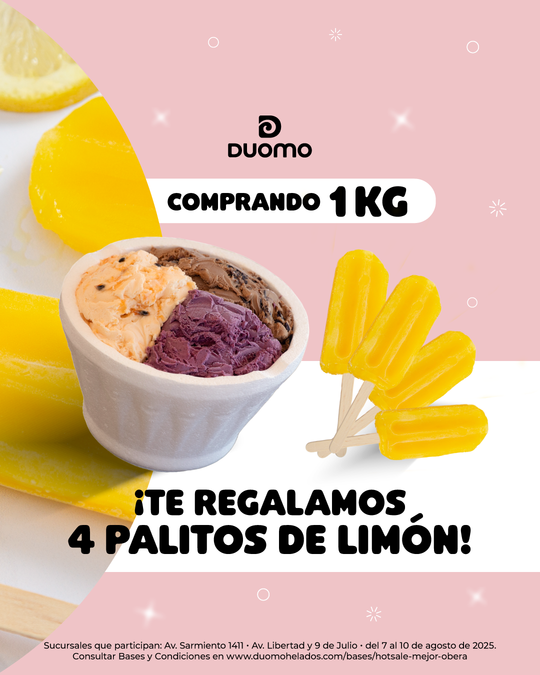 ¡PROMO HOT SALE! Comprando 1 KG de Helado, ¡te regalamos 4 Palitos de Limón!