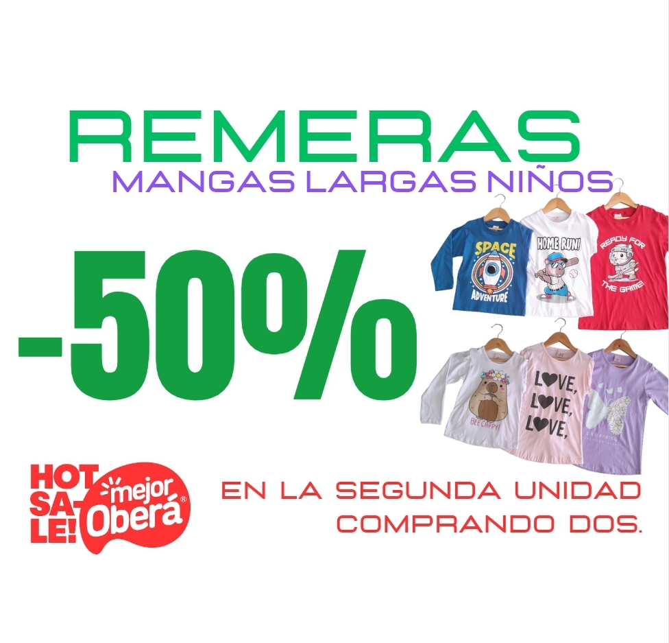 -50% EN REMERAS NIÑOS