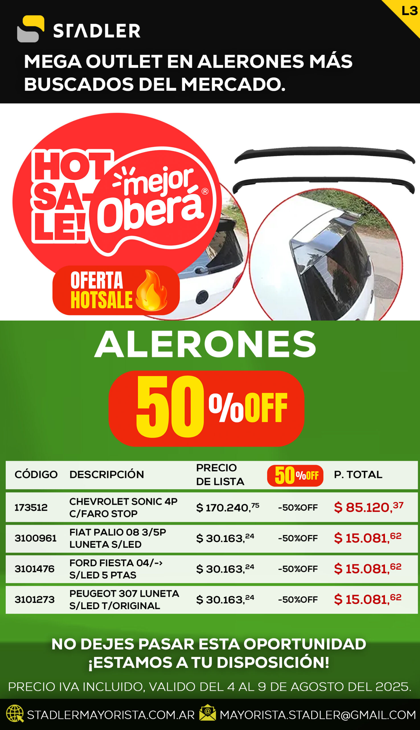 50% off en ALERONES
