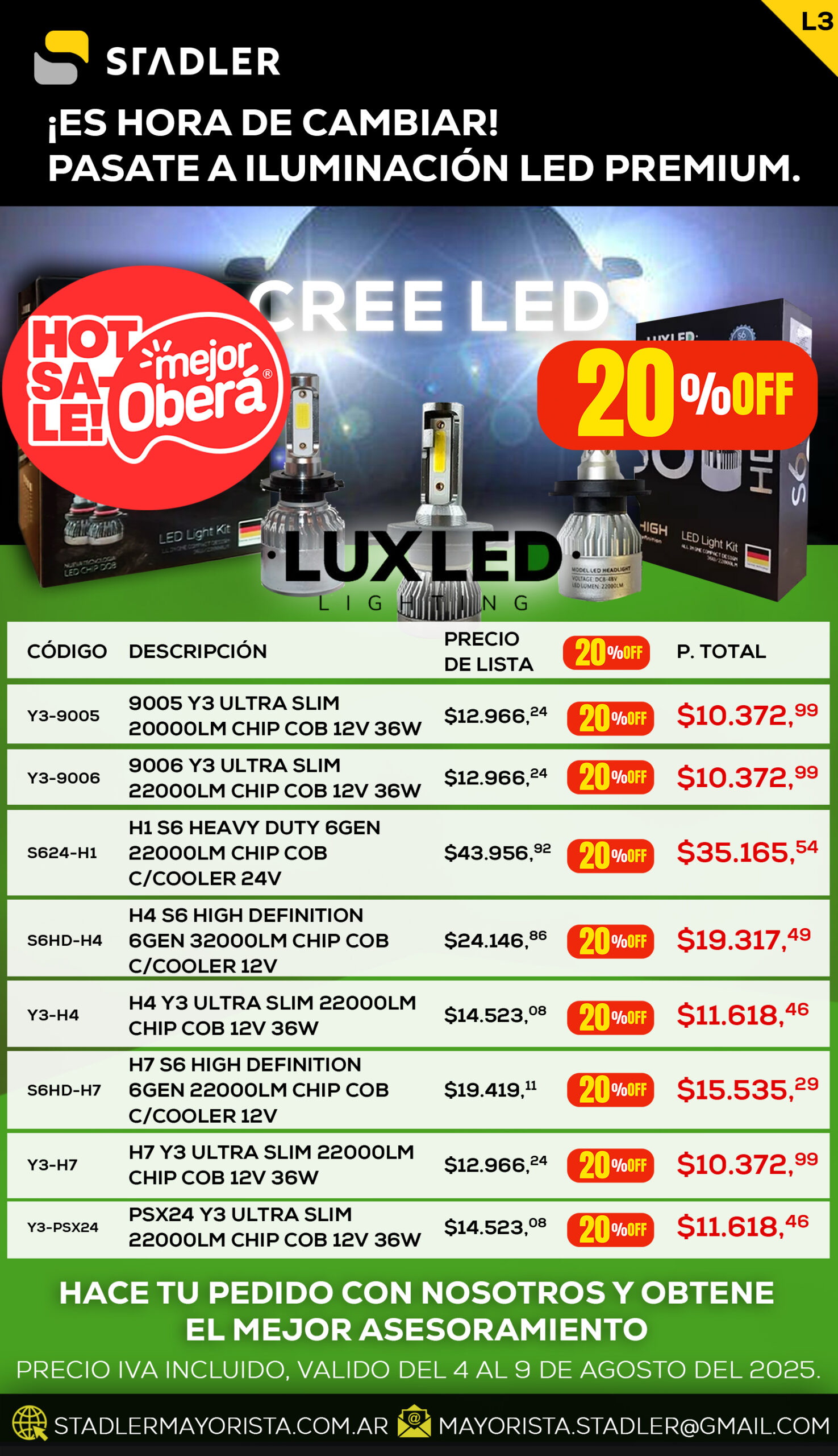 20% OFF CREE-LED Pasate a Iluminación PREMIUM