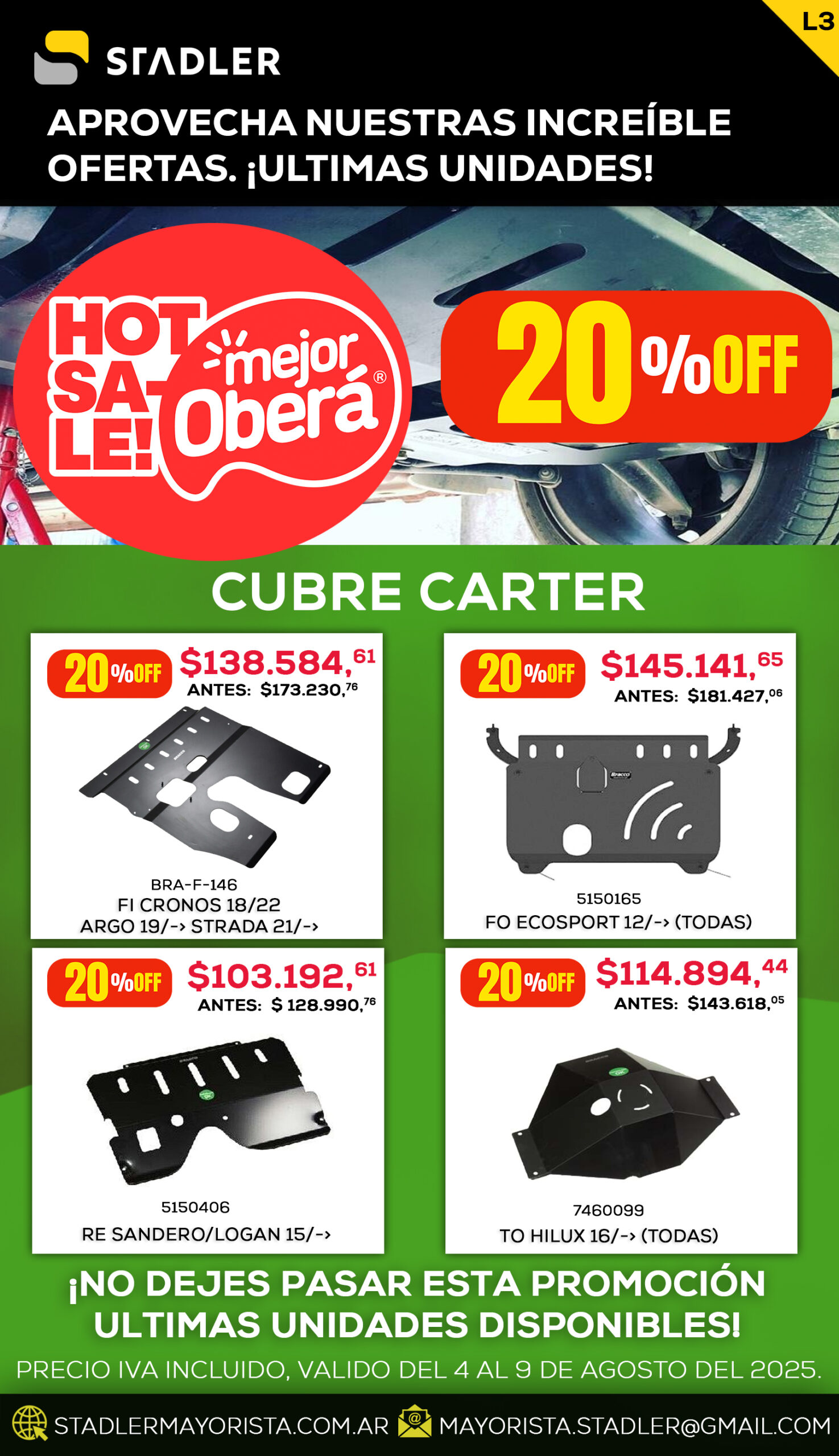 20% OFF en CUBRE CARTER